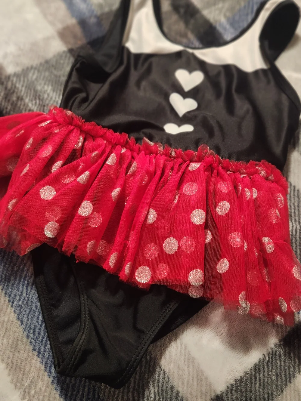 Disney Black Swimsuit with Red Polka Dot Tutu